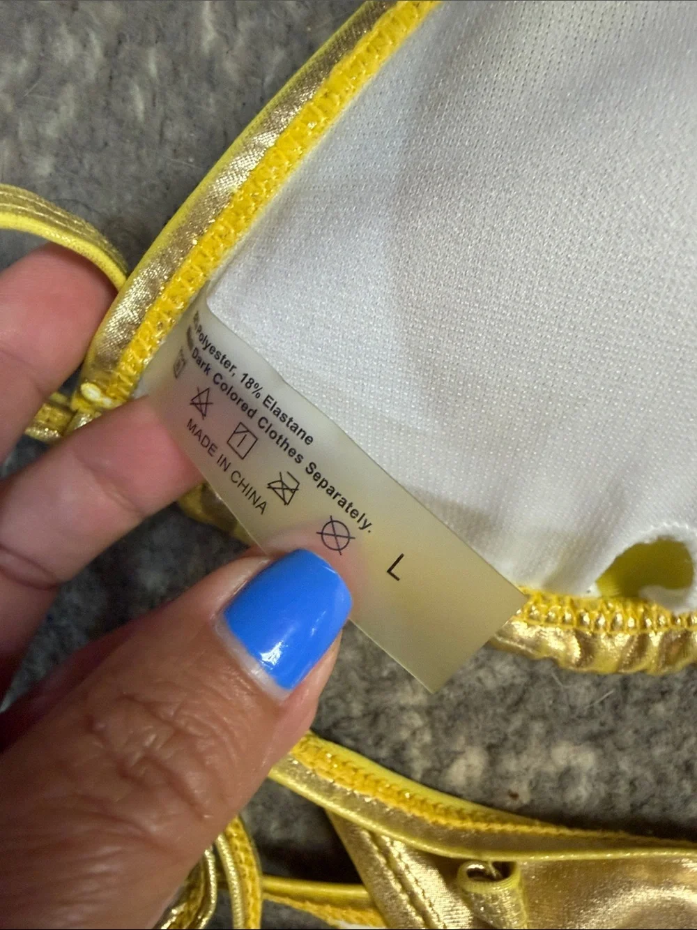 SHEIN Metallic Yellow Tie-Side Triangle Bikini